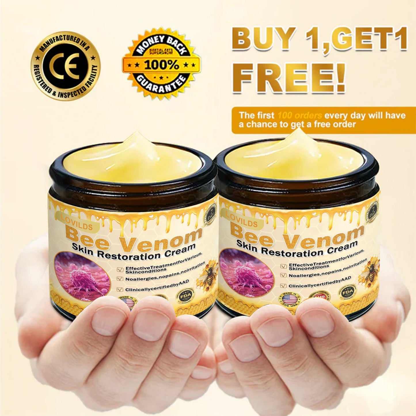 💕FDA Approved:  Bee venom Pro Comprehensive Cream — 🔥Limited Time 80% OFF🔥